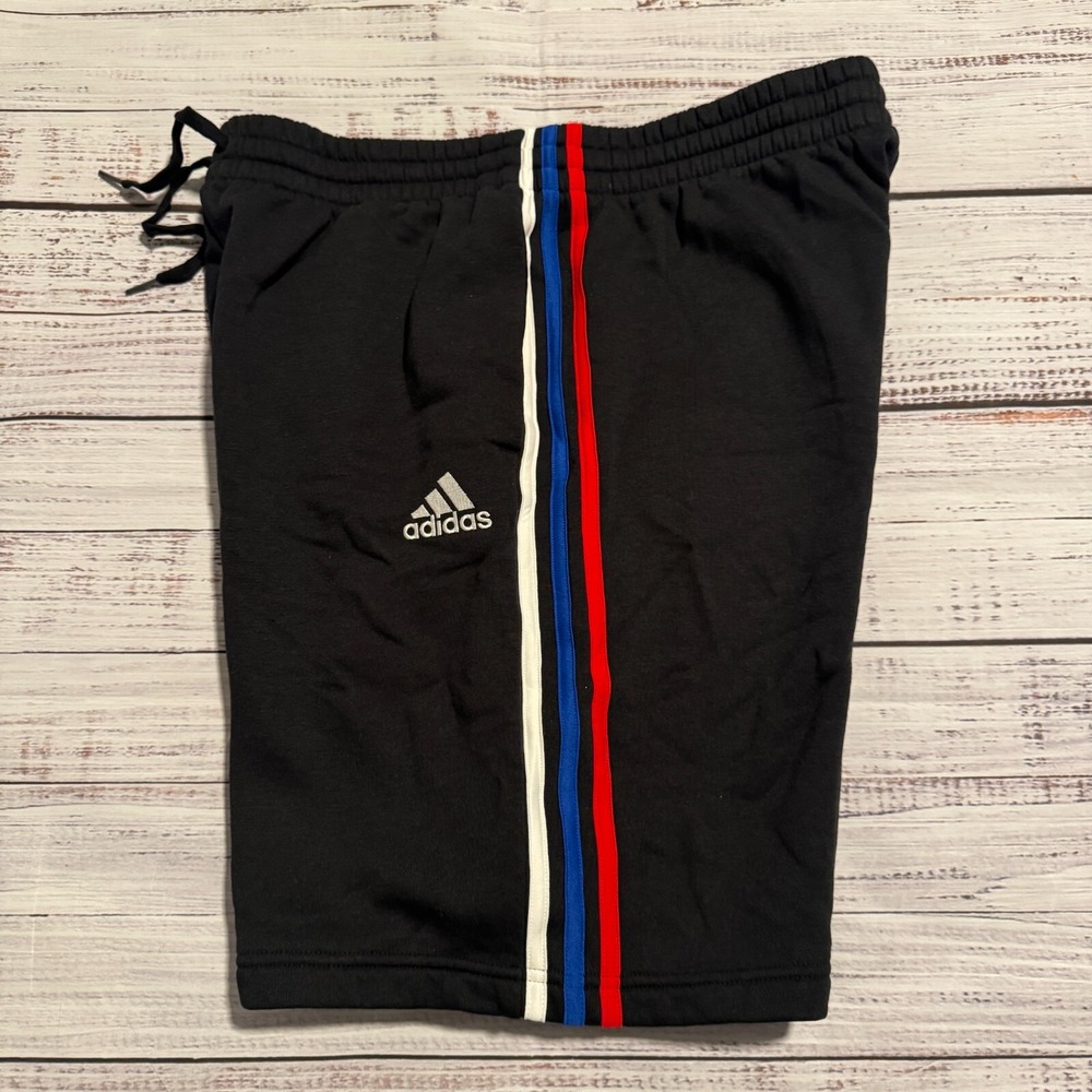 Adidas Sweat Shorts Black Activewear Striped Men's Size XL - Picture 11 of 12